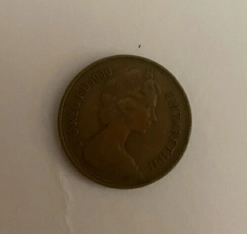 英国硬貨...エリザベス2世女王...1980年...2ペンス