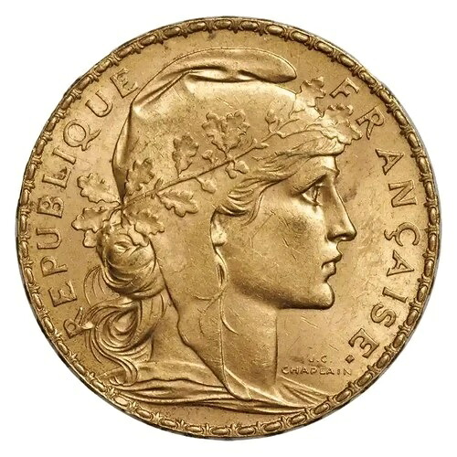 フランス金貨 20フラン 雄鶏コイン 平均発行年 - ランダム年 (0.1867 オンス)
