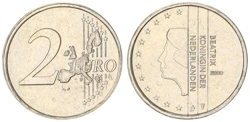 2ユーロ 2000 オランダサンプル鋳造完全材料 新品同様の目安 97381-