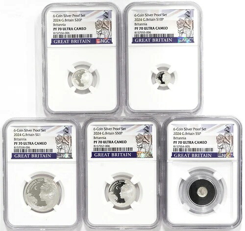 2024年 グレートブリテン シルバー ブリタニア 5/6 コインセット NGC PF-70 UCAM