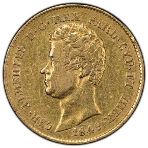 1849年 イタリア サルデーニャ王国 20リラ金貨 - チャールズ・アルバート