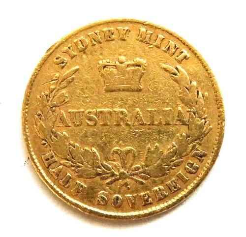 オーストラリア。1858年シドニー造幣局発行ハーフソブリン金貨。微光沢。美品｜WORLD RESOURCE【QUEEN店】