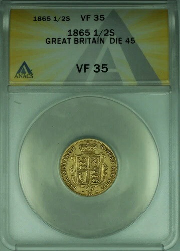 1865年 英国ダイ 45 1/2 ソブリンANACS VF-35-