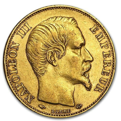 1852-1860 フランス 金貨 20フラン ナポレオン3世 平均相場