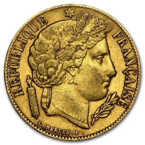 1849-1851 フランス 金 20フラン 初期ヘッドセレス 平均円｜WORLD RESOURCE【QUEEN店】