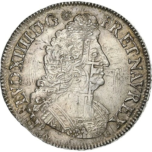 [#135634] フランス、ルイ14世、1/2エキュ・オ・パルム、1694年、パリ、改革済み、シルバー、 -