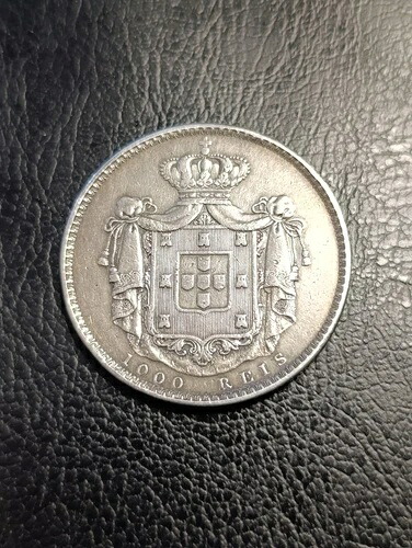 1837年 ポルトガル 1000レイス硬貨 - 2,295枚のみ鋳造 - 非常に希少 - KM# 472- BB03