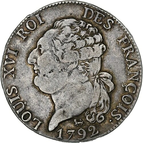 [#135648] フランス、ルイ 16 世、1/2 Ecu de 3 Livres、1792 / AN 4、パリ、シルバー、VF