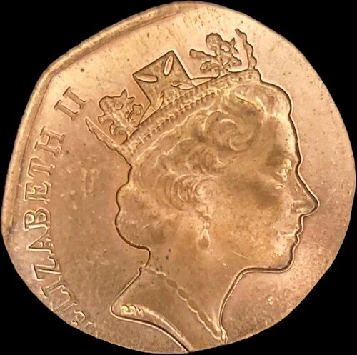 1971年 イギリス 50ペンス硬貨 1ペニープランシェット 3.66g 間違ったプランシェット