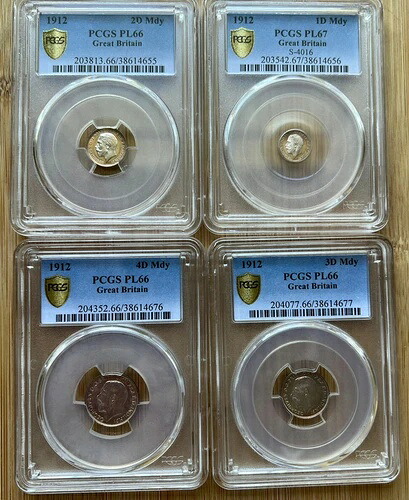 1912年 英国 ジョージ5世 シルバー マウンディセット コイン プルーフ 類似 PCGS PL66-67｜WORLD RESOURCE【QUEEN店】