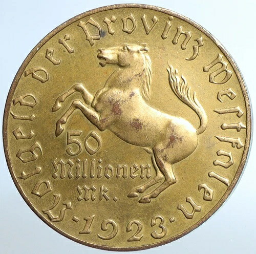 1923年 ドイツ ワイマール ウェストファーレン 5000万マーク NOTGELD Freiherr Stein i110867-