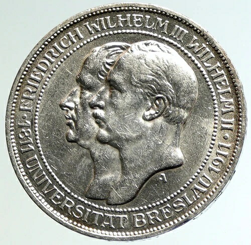 1911年 プロイセン王国 ドイツ ヴィルヘルム2世＆3世 旧銀貨 3マルク i104625