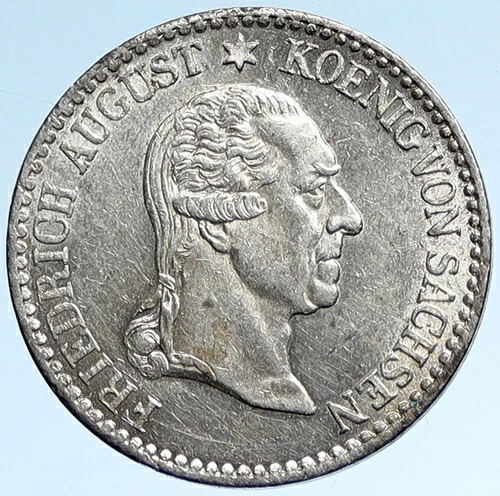 1827年 ドイツ諸州 ザクセン王フリードリヒ・アウグスト1世 銀貨 1/6ターラー i107416