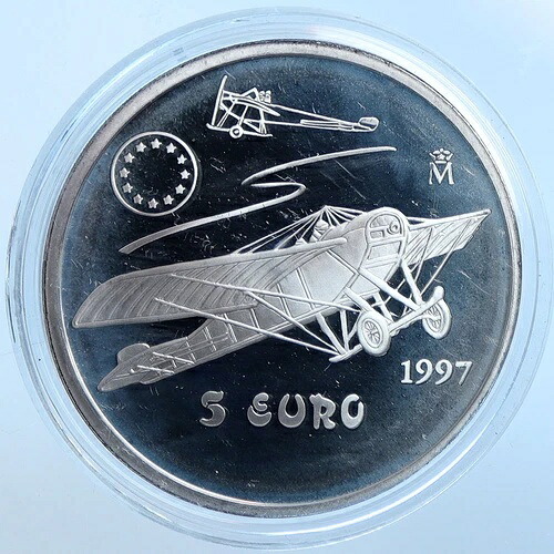 1997年 スペイン フアン・カルロス1世 ニューポール 飛行機 第一次世界大戦 プルーフ銀貨 5ユーロ i114636