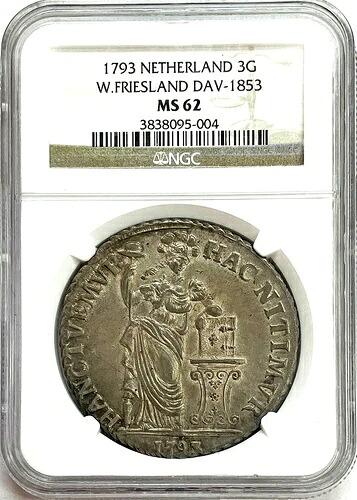 1793 銀貨 オランダ 西フリースラント 3 グルデン NGC ミント ステート 62 187,000円