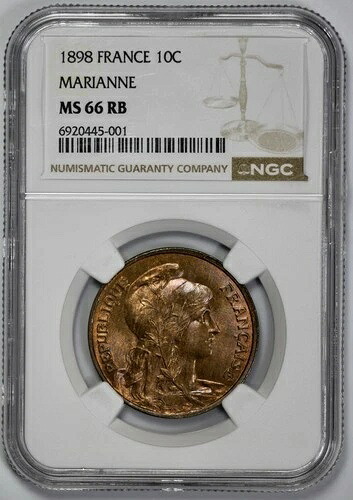 1898 フランス 10 サンタイム マリアンヌ NGC MS 66 RB GEM