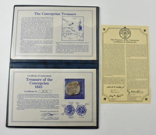 1641年 スペイン 8リール シルバーコブ コンセプシオン 難破船 CoA *9130-