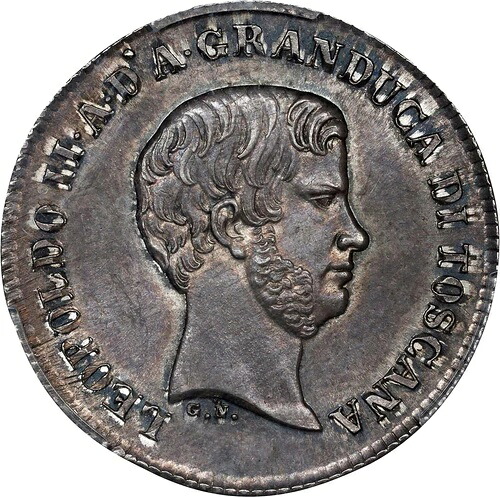 イタリア トスカーナ 1856年 「フローリン」 銀貨 チョイス 未流通 PCGS認定 MS64