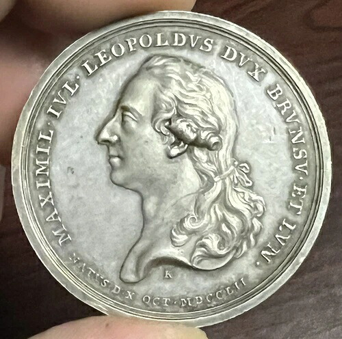 1785年 マクシミリアン・ユリウス・レオポルド ブラウンシュヴァイク公爵およびルーネンバーグ公爵メダル 銀貨
