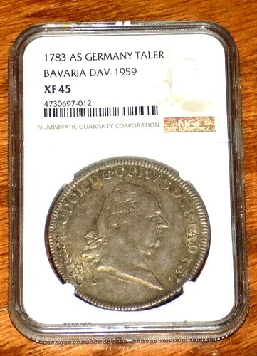NCG 1783 AS バイエルン ドイツ TALER XF 45 XF45 DAV-1959 認定グレーディングコイン｜WORLD RESOURCE【QUEEN店】