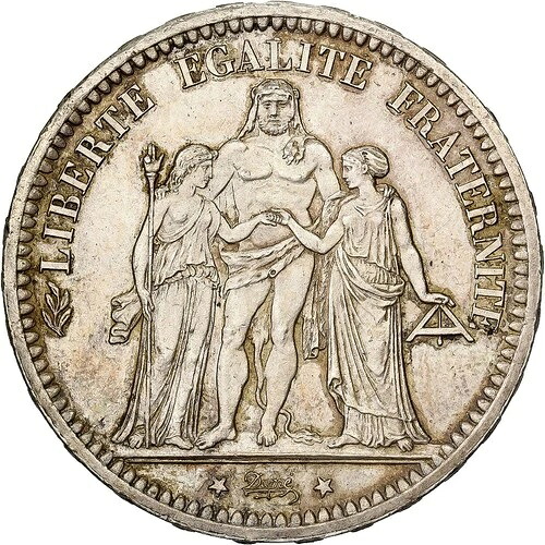 [#981503] フランス、5フラン、エルキュール、1870年、パリ、銀貨、MS、ガドゥリー:745
