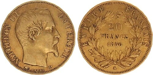フランス 20フラン 金貨 1856年 ナポレオン3世 SS+ 131959