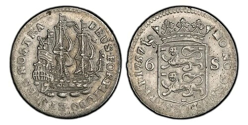 ネス。西フリースラント州。 1757/6-(ルースター) 6 Stuivers、シェプジェシェリング PCGS MS62