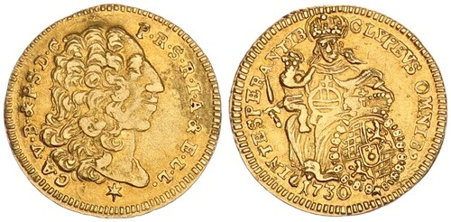 バイエルン 1/4 カロリン 1730 ミュンヘン - カール アルバート (1726-1745) SS-VZ 104133