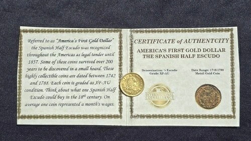 1756年スペイン金貨1/2エスクード・フェルディナンド6世 ? アメリカ初の金貨 ? XF/AU