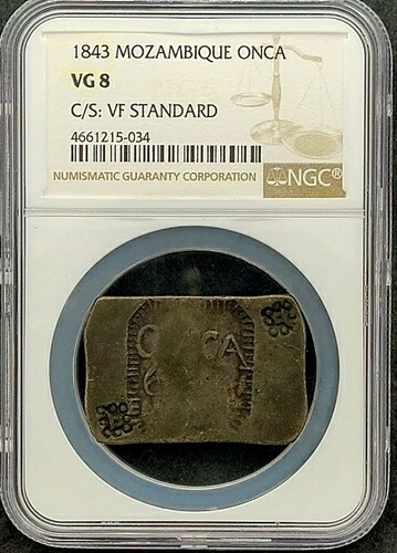 1843 モザンビーク ONCA NGC VG 8 C/S VF スタンダード