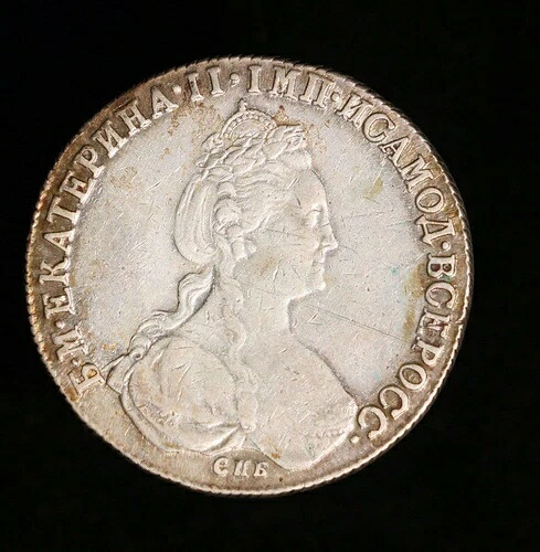 1782 ロシア帝国 1 ルーブル ロシア 1782-SPB IZ エカチェリーナ 2 世 1782 CПБ-ИЗ