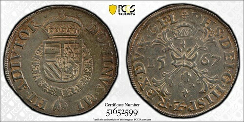 1567 オランダ - ヘルダーラント州ダールダー、フェリペ 2 世、ダヴ #8497 - PCGS EF 詳細|WORLD RESOURCE【QUEEN店】