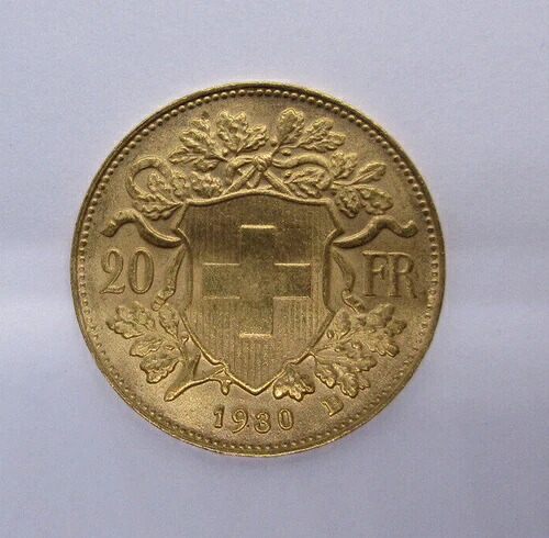 1930年 ヘルヴェティア金貨 20FR 90%純金