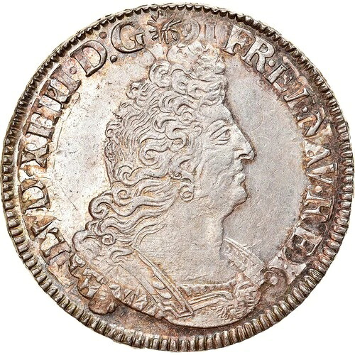 [#907116] コイン、フランス、ルイ 14 世、1/2 エキュ オ パルム??、1/2 エキュ、1694 年、トゥール、-｜WORLD RESOURCE【QUEEN店】