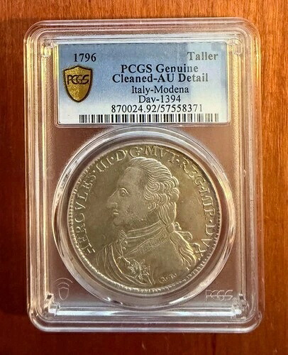 イタリア モデナ エルコーレ 3 世 デステ 1796 タレロ シルバー コイン、PCGS 証明書。 「オーディテール」|WORLD RESOURCE【QUEEN店】