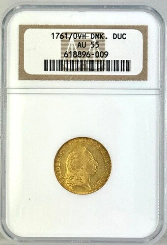 1761年 デンマーク 12マルク金貨(クーラント・ドゥカット)コペンハーゲン造幣局 フレデリック・V. NGC AU55|WORLD RESOURCE【QUEEN店】
