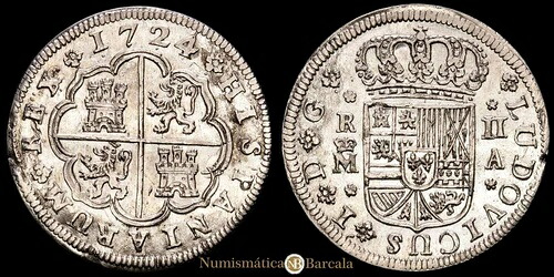 ルイス 1 世 2 レアル (5,75g) 1724 マドリッド エンサヤドール A AC-21 EBC-|WORLD RESOURCE【QUEEN店】