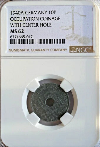 ドイツ NGC 62 Reichskreditkassen 第3帝国 10 RCF センター穴コイン 1940 レア-｜WORLD RESOURCE【QUEEN店】 206,800円