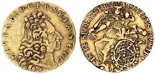 バイエルン 1/2 マックス・ドール 1722年 マクシミリアン2世 エマニュエル・ゴールド (1679-1726) SS 128790