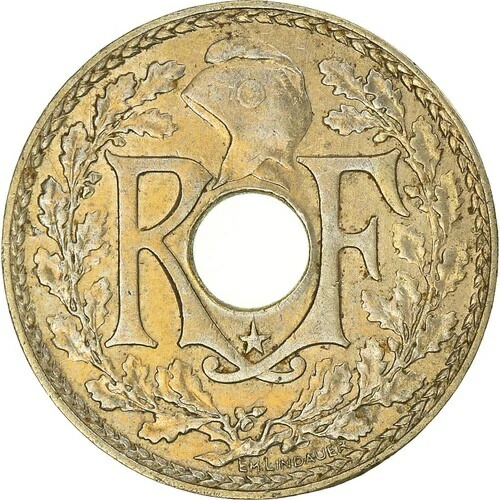 【#183335】 フランスコイン、リンダウアー、5センチム、1938年、エトワール、AU(55-58)、ニッケル-Br-|WORLD RESOURCE【QUEEN店】