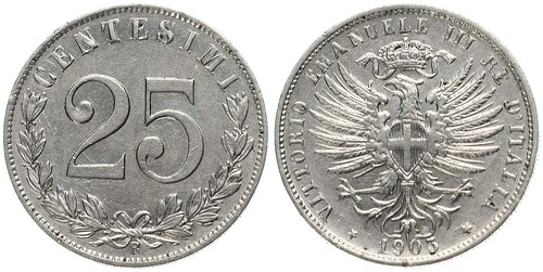 イタリア - イタリア - 25 Centesimos 1903-