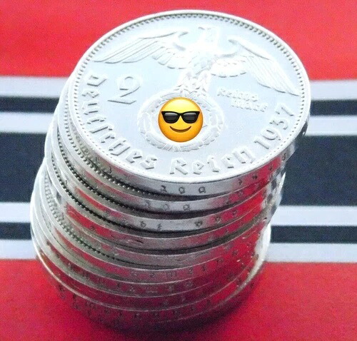 ドイツ ロット 10x コイン 2 ライヒスマルク 1937 - 1939 スワスティカ シルバー 第三帝国 第二次世界大戦 マルク|WORLD RESOURCE【QUEEN店】