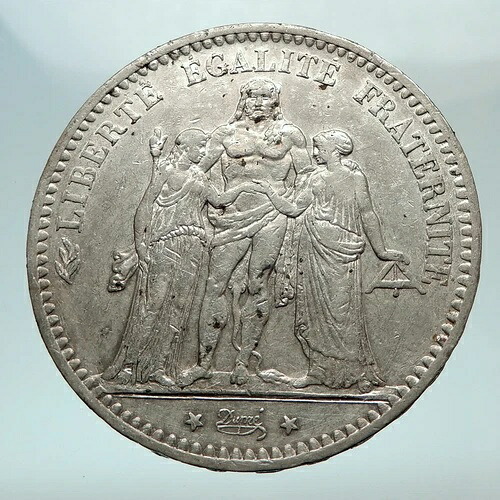 1876年 A フランス ヘラクレスグループ アンティーク 純正シルバー 5フラン フランスコイン i80307｜WORLD RESOURCE【QUEEN店】 58,740円