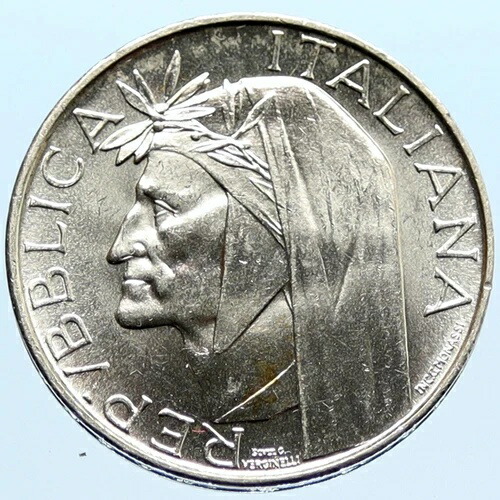 1965年 イタリア ダンテズ インフェルノ DANTE ALIGHIERI ヴィンテージ シルバー 500 リラ コイン i96620