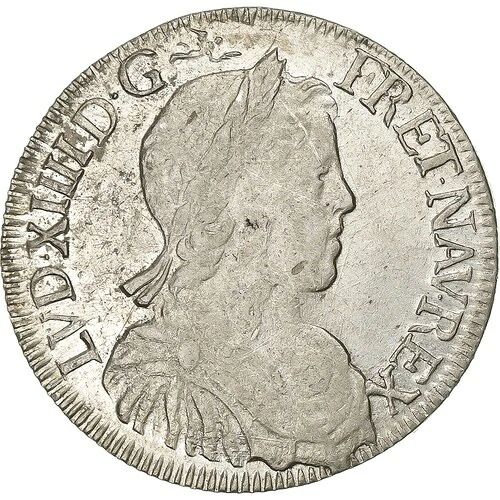 [#637968] フランス、ルイ 14 世、1/2 エキュ・ア・ラ・メッシュ・ロング、1650 年、ナルボンヌ、シル、ver