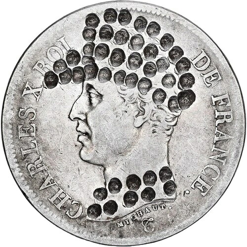 [#1117202] フランス、シャルル 10 世、5 フラン、1826 年、リール、風刺画、銀、VF