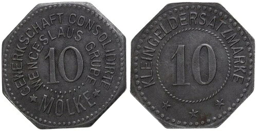 ドイツ - 労働組合 M?lke Wenceslaus-Grube 10 Pfennig O.J.緊急資金