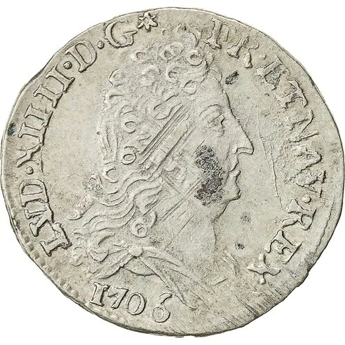 [#482672] コイン、フランス、ルイ 14 世、10 Sols aux insignes、10 Sols-1/8 Ecu、1706 年、