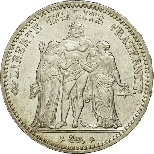 [#454923] コイン、フランス、エルキュール、5フラン、1873年、パリ、MS、銀、KM:820.1