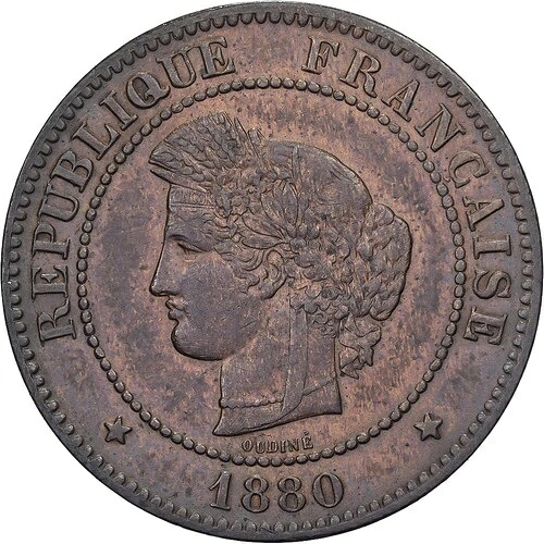 [#1507964] フランス、5 サンタイム、セレ、1880 年、パリ、ブロンズ、MS、ガドゥリー:157、a
